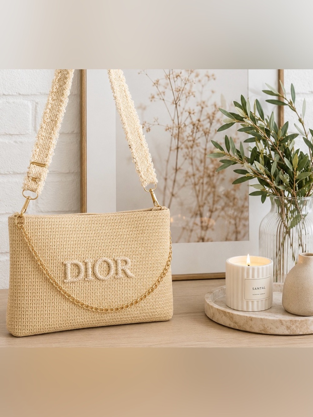 Dior Cream Woven Beauty Bag NWOT  GWP ITEM PLZ READ DESCRIPTION
